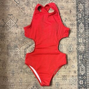 Red Cutout Swimsuit